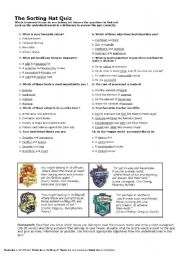 English Worksheet: The sorting hat quiz (revised)