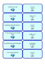 English Worksheet: So do I/neither do I, I do/ I dont (part 1 out of 3)