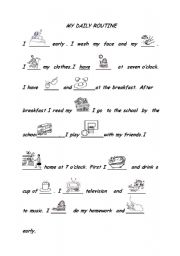 English Worksheet: daily routine