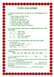 English Worksheet: Food