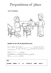 English Worksheet: Prepositions of place