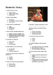 English worksheet: Eurovision 2008 Dustin the Turkey Quiz