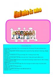 English Worksheet: FIND WHO IS WHO