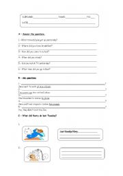 English Worksheet: Simple Past - Revision