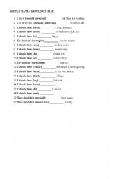 English worksheet: Should have and Shouldnt have