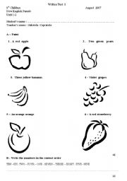 English Worksheet: Test  1st Children 