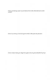 English Worksheet: Drawing colors and clothes