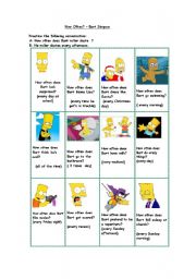 English Worksheet: How often does Bart Simpson...? (short conversations)