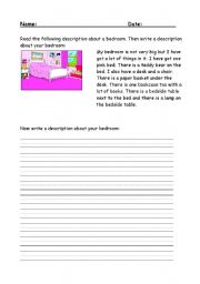 bedroom worksheet