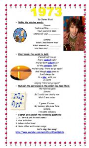 English Worksheet: James Blunt : 1973