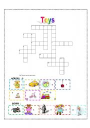 English Worksheet: Toys Crossword 1