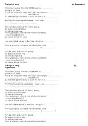 English Worksheet: The Logical Song by Supertramp 