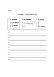 English worksheet: Present Continuous Tense Exercises