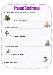 English Worksheet: Present Continuous