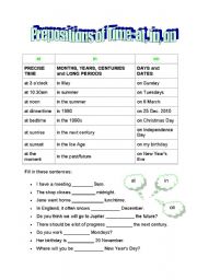 English Worksheet: prepositions of time