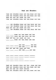 English worksheet: head and shoulders song
