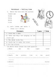 English Worksheet: telling time