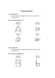 English worksheet: writing alphabet