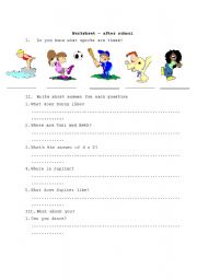 English worksheet: After school