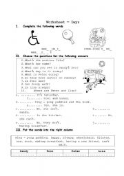 English Worksheet: Days