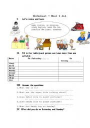 English Worksheet: What I did