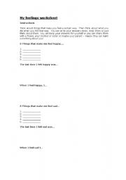 English worksheet: Feelings Worksheet