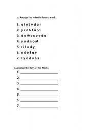 English worksheet: Days of the Week