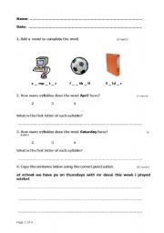 English worksheet: Beginner test 3
