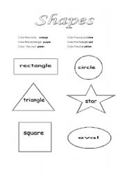 English Worksheet: Coloring shapes