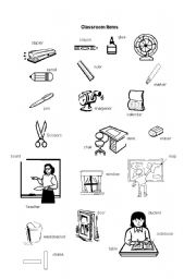 English Worksheet: Classroom items