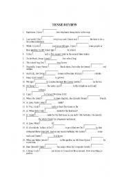 English Worksheet: TENSE REVIEW