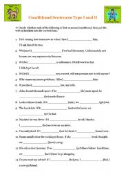 English Worksheet: Conditional Sentences Type I and II