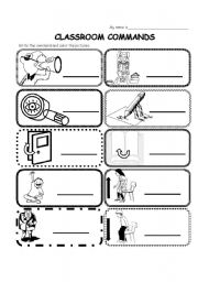 English Worksheet: Classroom commands / phrases (easy)