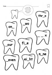 English Worksheet: Toothy Numbers