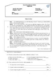 English Worksheet: Harrys story