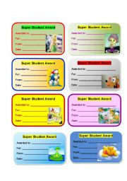 English Worksheet: Super student award