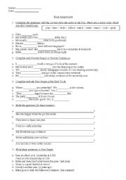 Assignment: S. Present - S. Past - Present Continuous