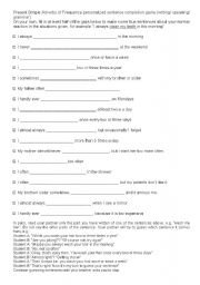 English Worksheet: Simple Present and frequency