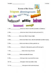 English Worksheet: Rooms of the House