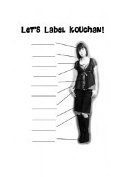 English worksheet: Label the body parts - for boys