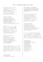 English Worksheet: cant take my eyes of you