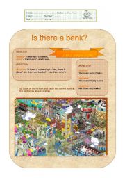 English Worksheet: Is there a bank?