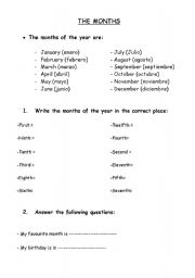 English Worksheet: The months