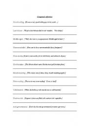 English worksheet: Compund Adjective Worksheet