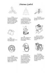 English Worksheet: Christmas Symbols Coloring Page