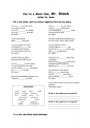English Worksheet: Youre a Mean One, Mr. Grinch