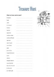 English Worksheet: treasure hunt