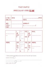 English Worksheet: TO BE - was / were