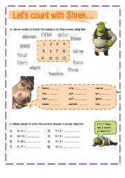 English Worksheet: Count with Shrek