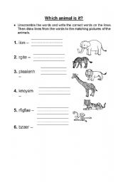 English worksheet: Which animal is it?